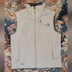 The North Face Windwall Softshell Vest Womens Medium Gray White Full Zip Hiking